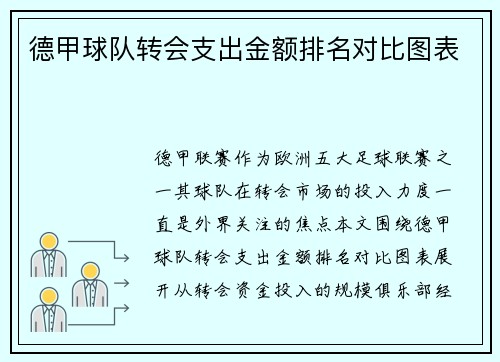 德甲球队转会支出金额排名对比图表